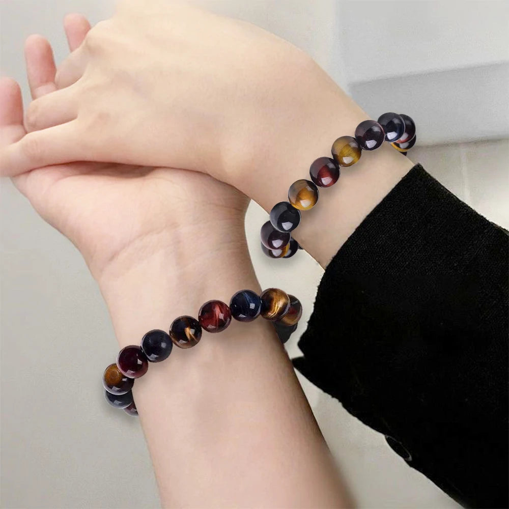 Natural Crystal Couple Beaded Bracelet