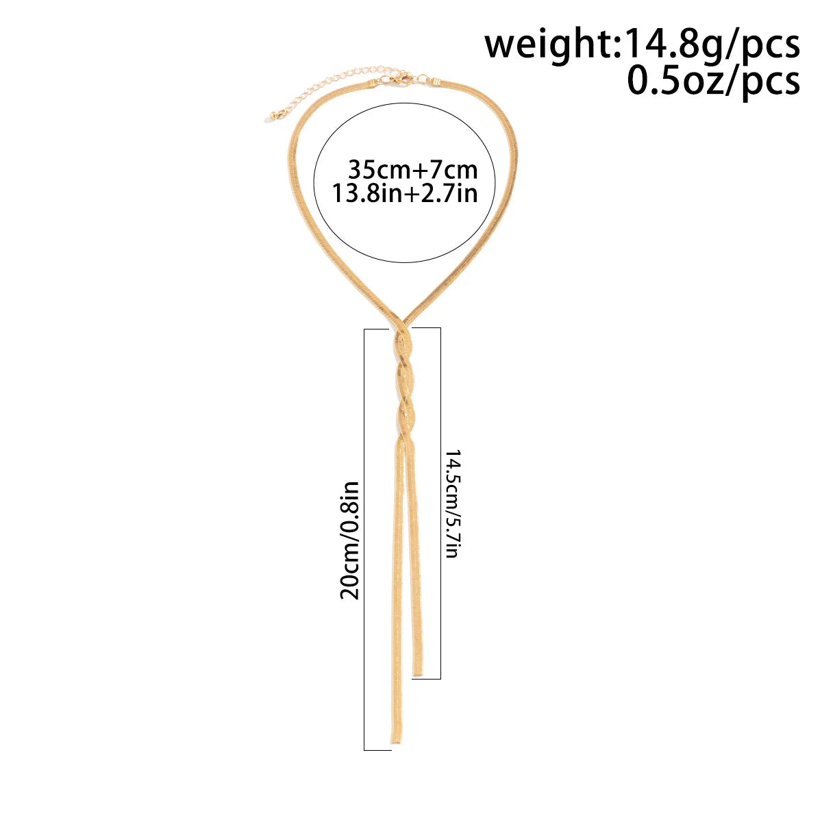 Ingemark Kpop Adjustable Flat Snake Long Chain Necklace
