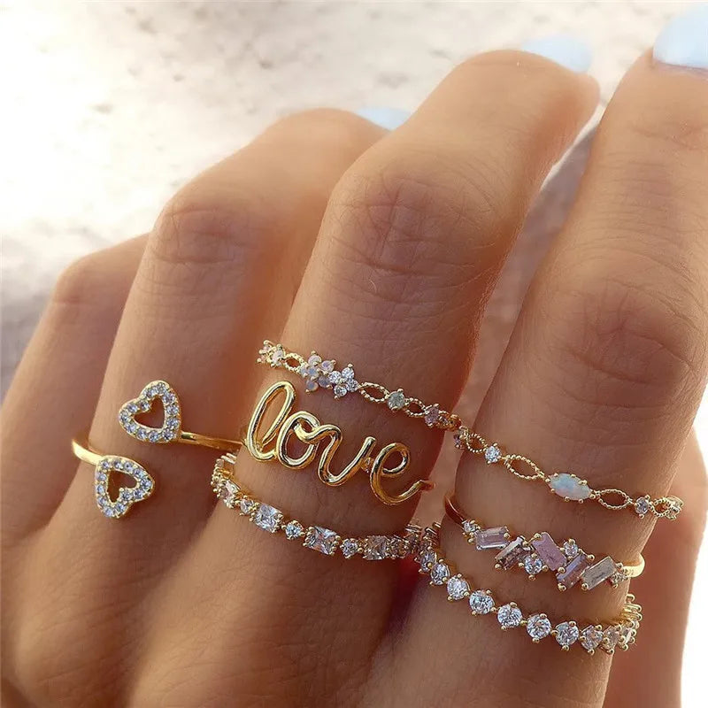 Modyle Boho Gold Rings Set