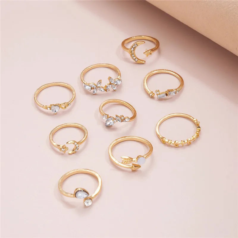 Modyle Boho Gold Rings Set