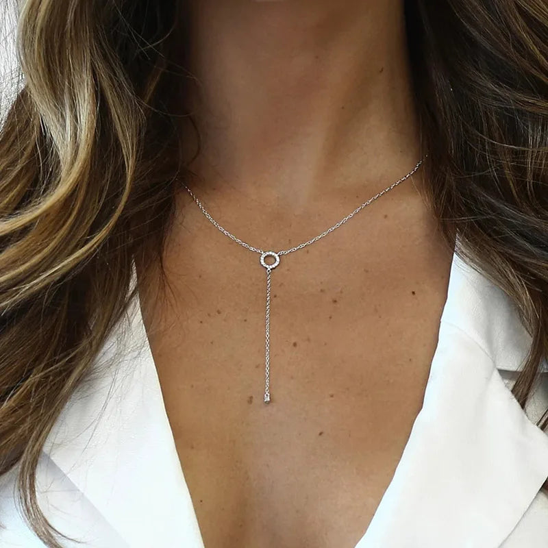 S925 Sterling Silver Double-Deck Circle Zircon Pendant