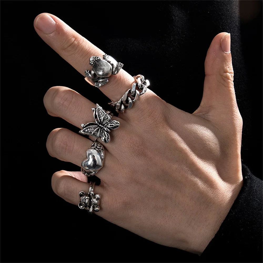 Gothic Skeleton Ring Set