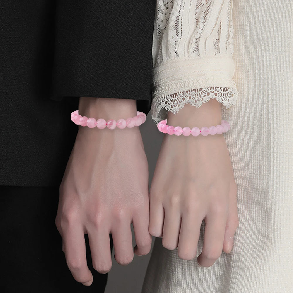 Natural Crystal Couple Beaded Bracelet