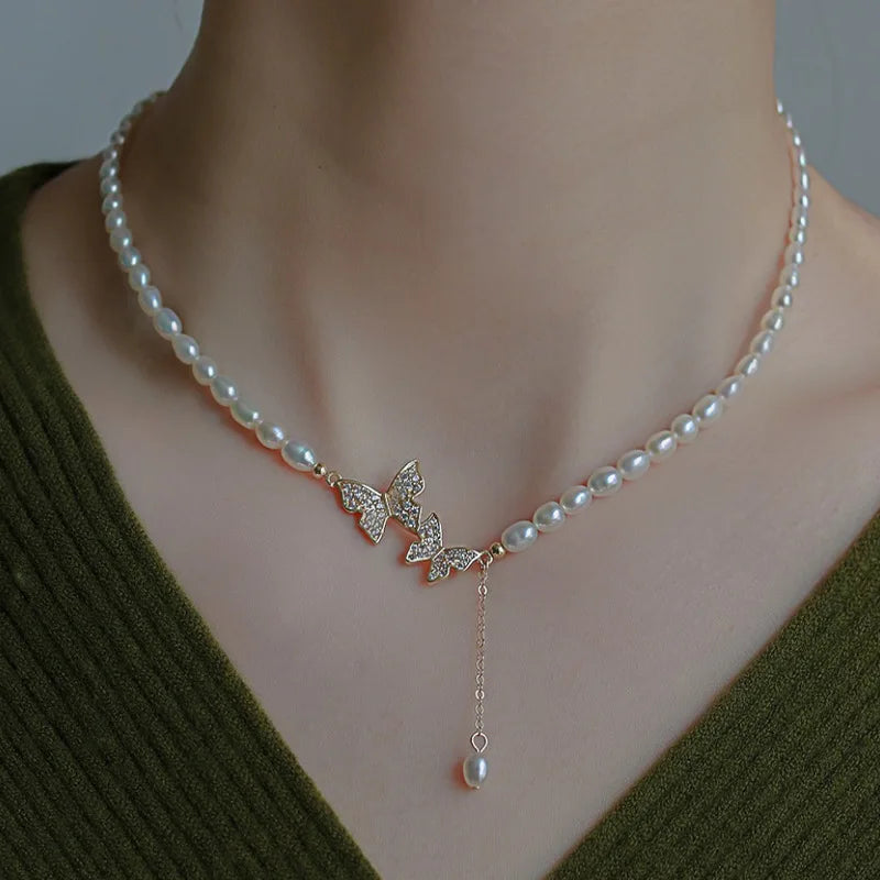 Retro Elegance Pearl Chain Necklace