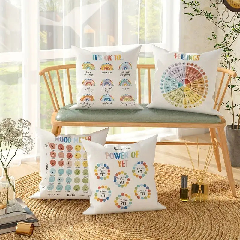 Wheel Emotions Mental Health Positive Pillow Case