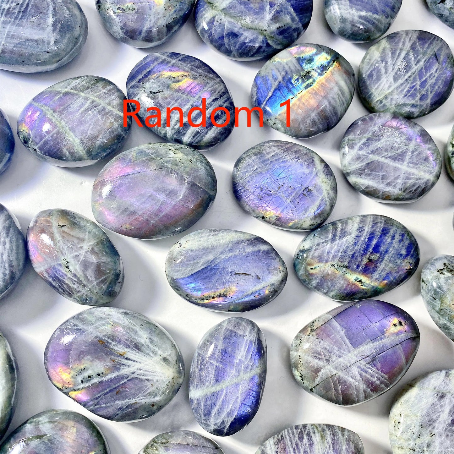 Purple Flash Labradorite Natural Crystal Palm