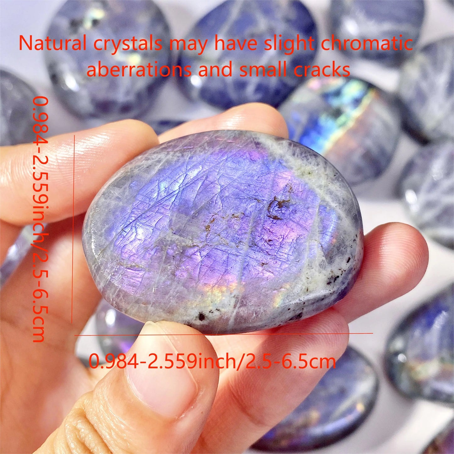 Purple Flash Labradorite Natural Crystal Palm