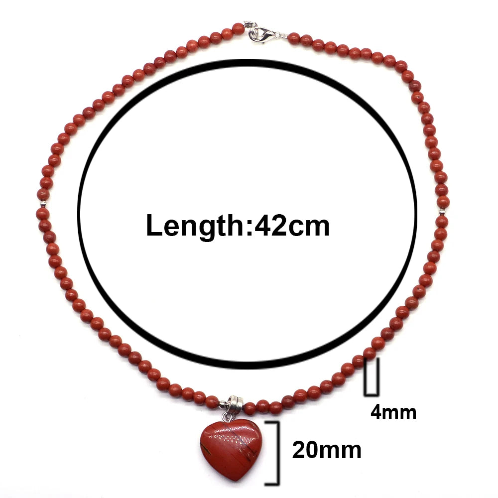 Heart-shaped Beads Necklace Natural Crystal Stones