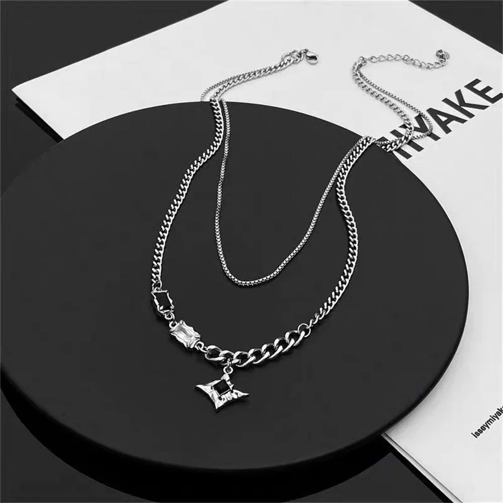 Hip Hop Zircon Star Double Layer Necklace