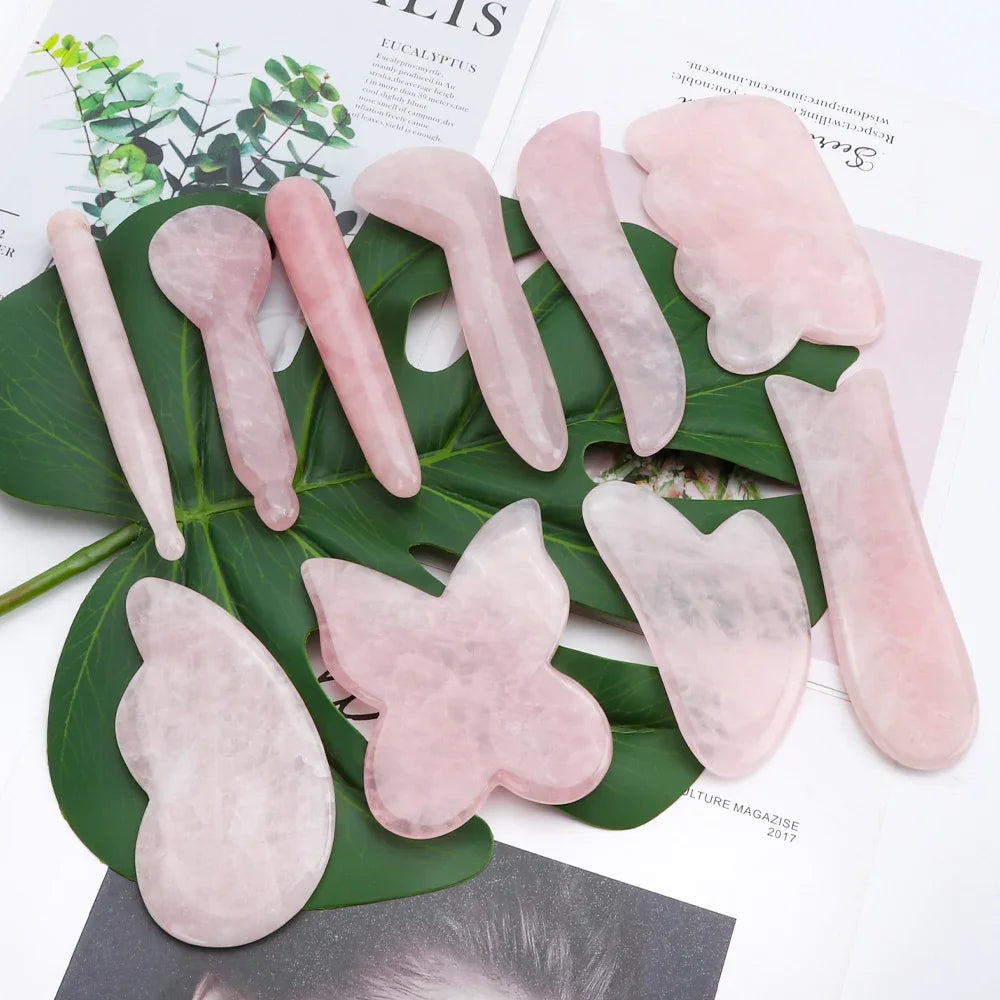 Natural Rose Quartz Jade Gua Sha Board