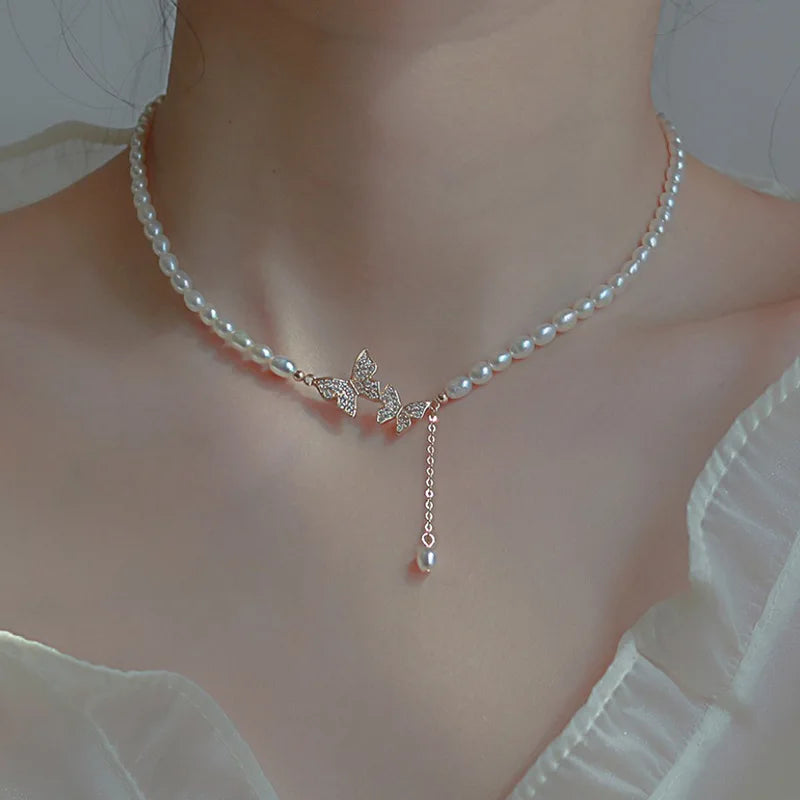 Retro Elegance Pearl Chain Necklace