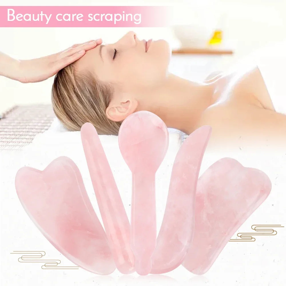 Natural Rose Quartz Jade Gua Sha Board