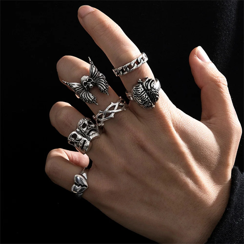 Gothic Skeleton Ring Set