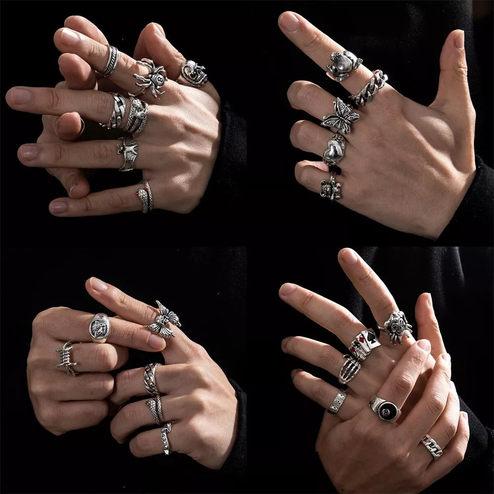 Gothic Skeleton Ring Set