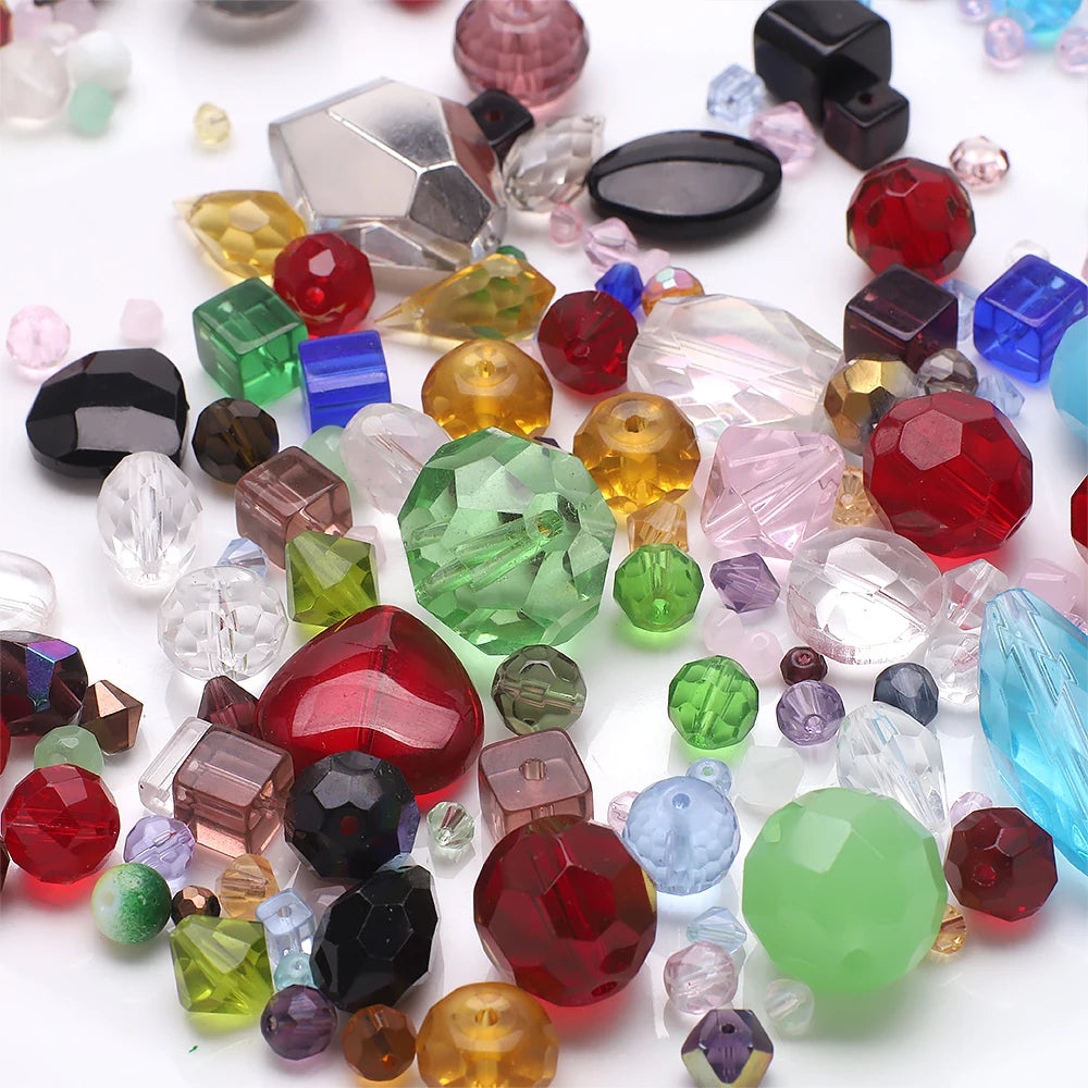 Mixed Size & Shape Faceted Glass Crystal