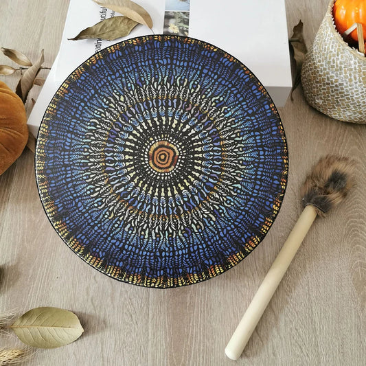 Vegan Shaman Drum Handmade Crafts Fashion Shaman Drum Desktop Ornament Sound Healing Tool for Spiritual Music Meditation