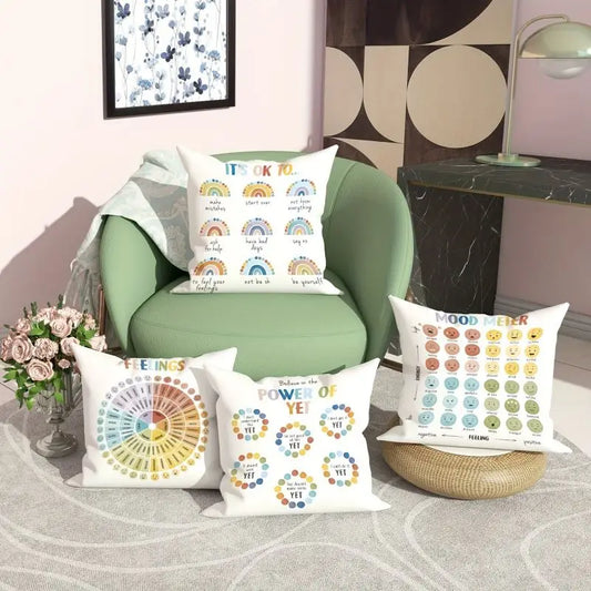 Wheel Emotions Mental Health Positive Pillow Case