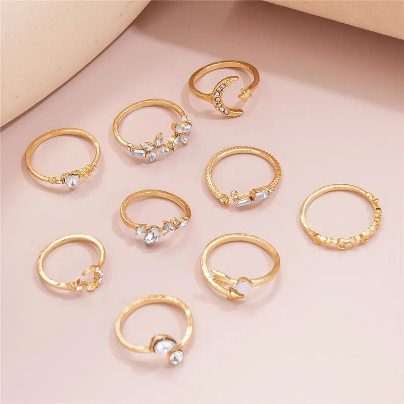 Modyle Boho Gold Rings Set