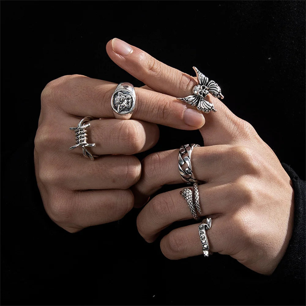 Gothic Skeleton Ring Set