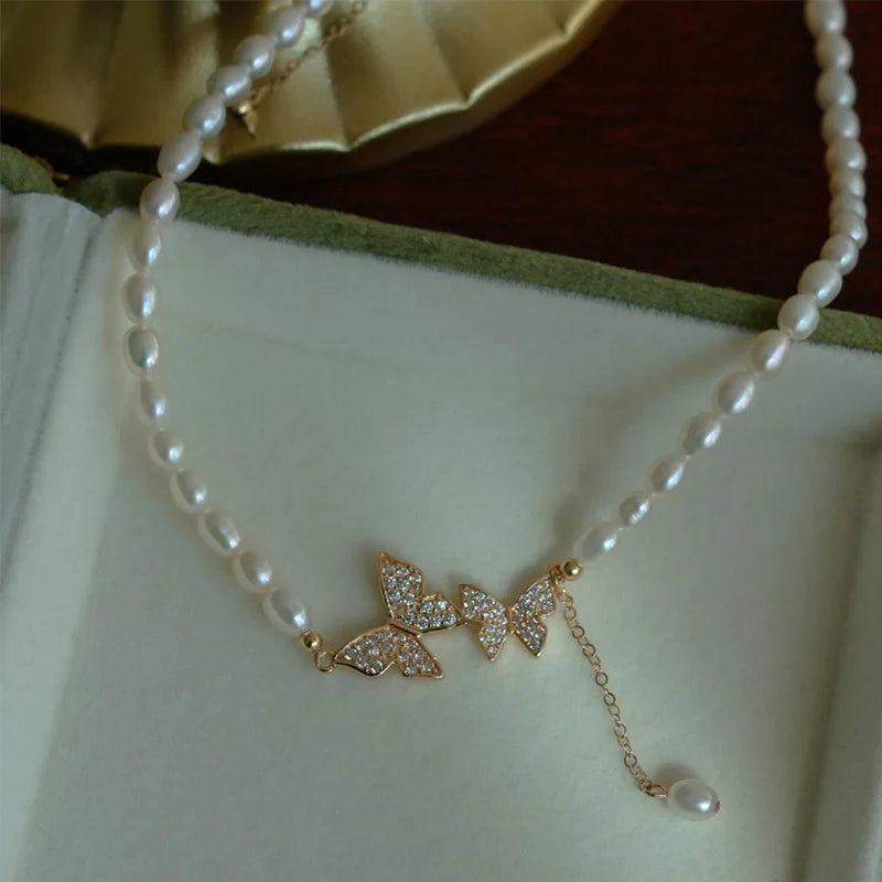 Retro Elegance Pearl Chain Necklace