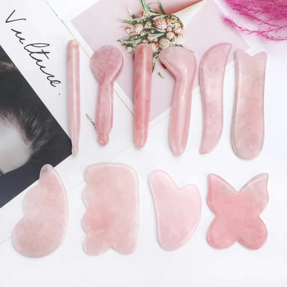 Natural Rose Quartz Jade Gua Sha Board