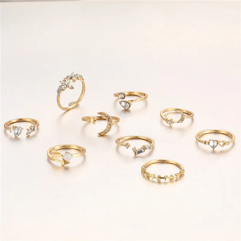 Modyle Boho Gold Rings Set